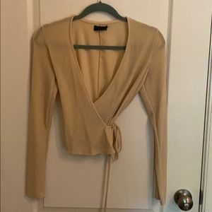 UO Sparkly Long Sleeve Wrap Top